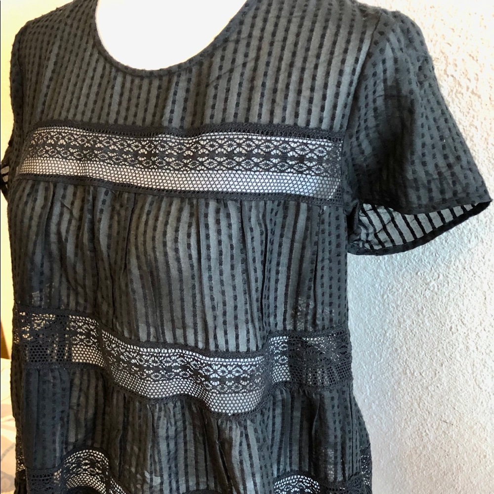 Ann Taylor, Sz XSP Black sheer Lace Babydoll top - Picture 2 of 4